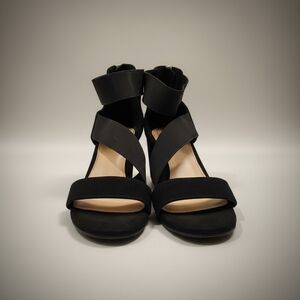 Women's Black Crisscross Ankle Strap Heels